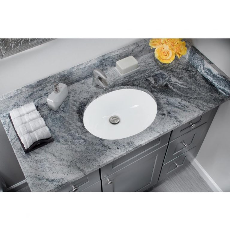 Porcelain Oval Bathroom Undermount Sink 1714 - Precision Stone Design